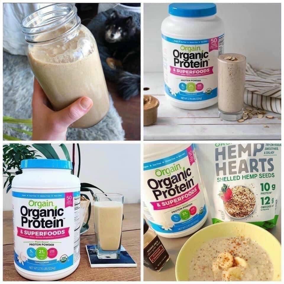 Orgain Organic Protein Bột Đạm Làm Bánh Pha Sữa hữu cơ thực vật SuperFood, Vanilla, Creamy Chocolate, Cafe Late, Non GMO