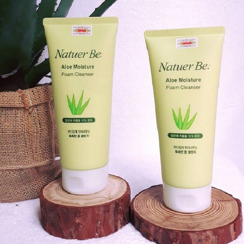 Sữa rửa mặt Natuer Be Lô Hội Aloe Moisture Foam Cleanser trắng da ngăn mụn dưỡng ẩm Linh Giang chính hãng