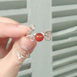 Nhẫn Bạc Chuẩn 999 đá mã não đỏ