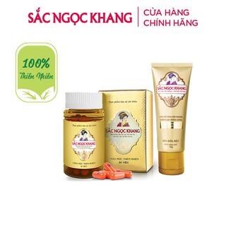 COMBO kết hợp giảm nám 3 Sắc Ngọc Khang [Viên uống Sắc Ngọc Khang vi tảo lục &  Sữa rửa mặt Sắc Ngọc Khag 50g]
