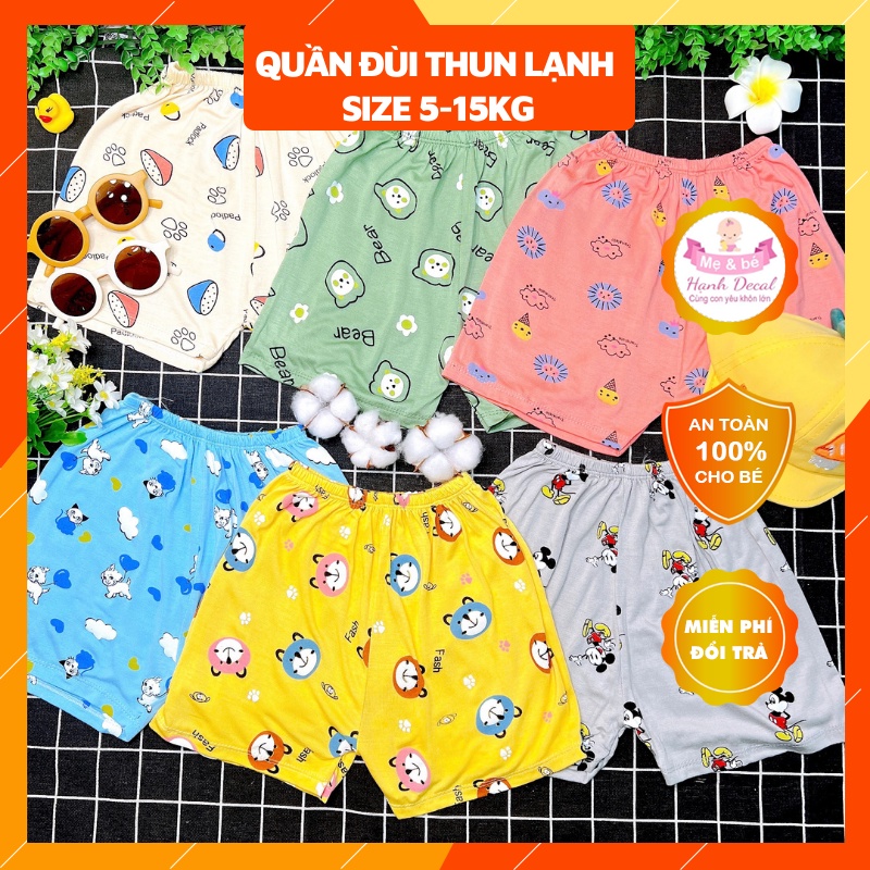 Quần Đùi Thun Lạnh Mềm Mại Mát Lạnh Nhiều Họa Tiết Nghỗ Nghĩnh Đáng Yêu Cho Bé Trai, Bé Gái 5-15kg