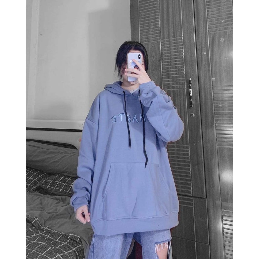 Áo Hoodies nỉ ngoại tay phồng cánh dơi Unisex thêu chữ thời trang H030