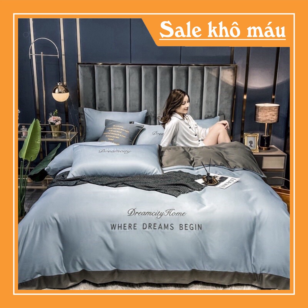 Bộ chăn ga gối  4 món phi lụa Dreamcity nhập khẩu bo chun miễn phí mọi kích thước của đệm | BigBuy360 - bigbuy360.vn