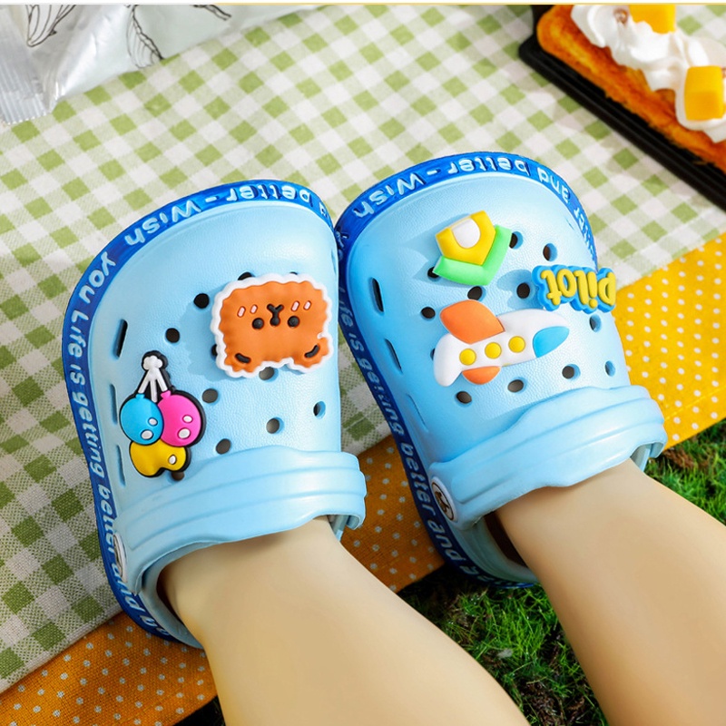 SANITKUN Dép sục đục lỗ đi trong nhà chống trượt hình thỏ hoạt hình dễ thương thời trang mùa hè cho bé