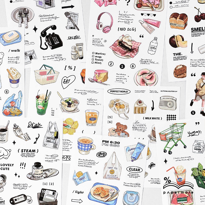 Set 2 miếng Sticker PaperMore chủ đề Cửa hàng Tiện lợi Cuối tuần trang trí Planner, Bullet Journal - Case Sover
