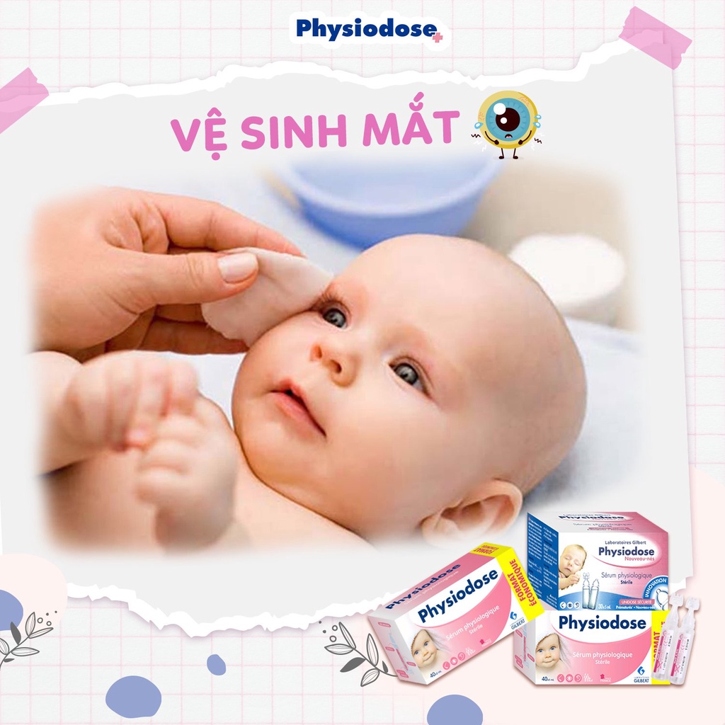 Hộp 40 ống Nước Muối Sinh Lý Physiodose Pháp - Vệ sinh răng miệng rơ lưỡi , rửa mũi - DR.PAPIE / DR PAPIE