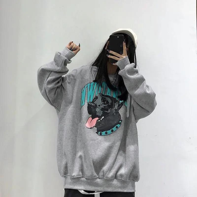 HIIXIIVI Áo Sweater Tay Dài Cổ Tròn Oversize In Họa Tiết Thời Trang Hàn Quốc Cho Nam Nữ