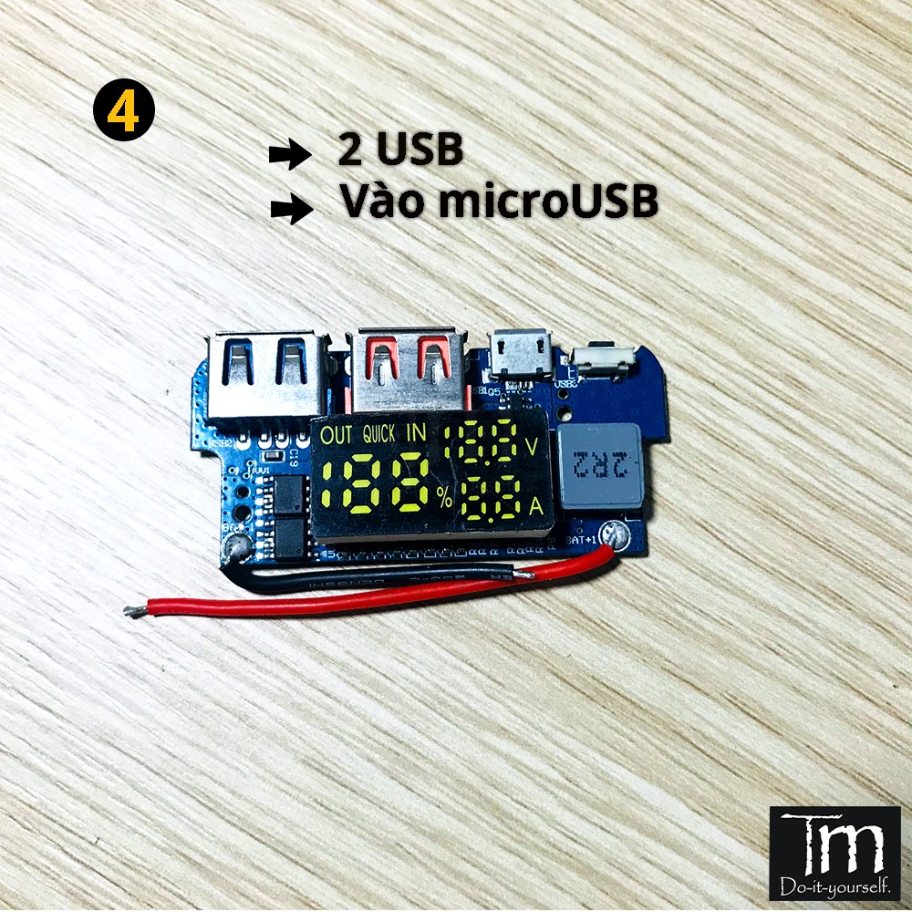 Mạch Sạc Dự Phòng Sạc Nhanh QC3.0 Hiển Thị Dòng Áp LCD