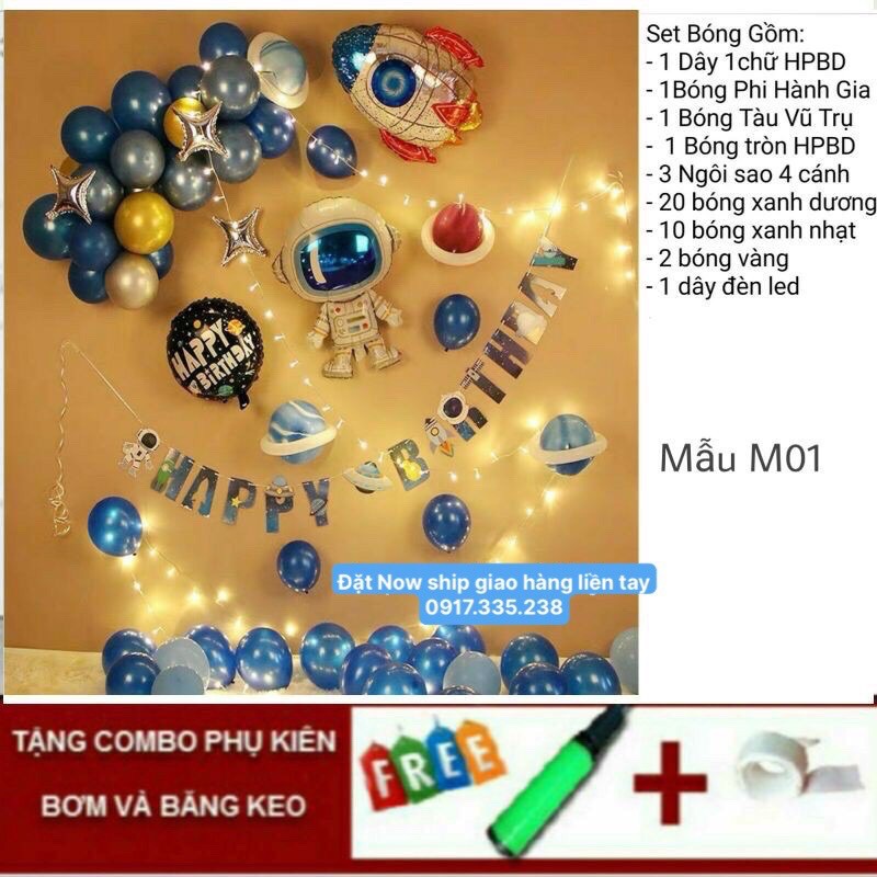 🚀Phi Hành Gia Set bong bóng trang trí sinh nhật PHI HÀNH GIA bay vào vũ trụ dễ thương cho bé 🚀