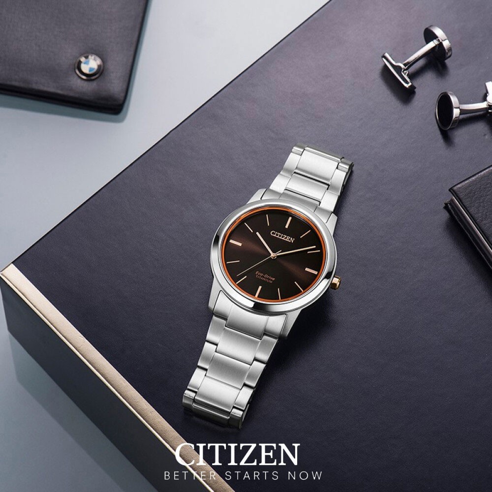 Đồng Hồ Citizen Nam Dây Titanium Máy Eco-Drive AW2024-81E - Mặt Đen (41mm)