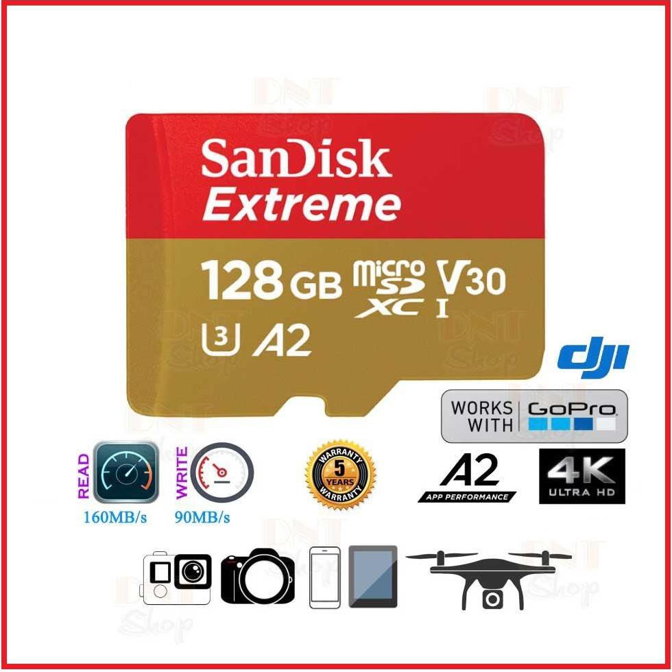 (giá khai trương) Thẻ Nhớ MicroSDXC SanDisk Extreme V30 A2 Class10 4K 128GB 160MB/s - Tốc độ siêu cao | BigBuy360 - bigbuy360.vn