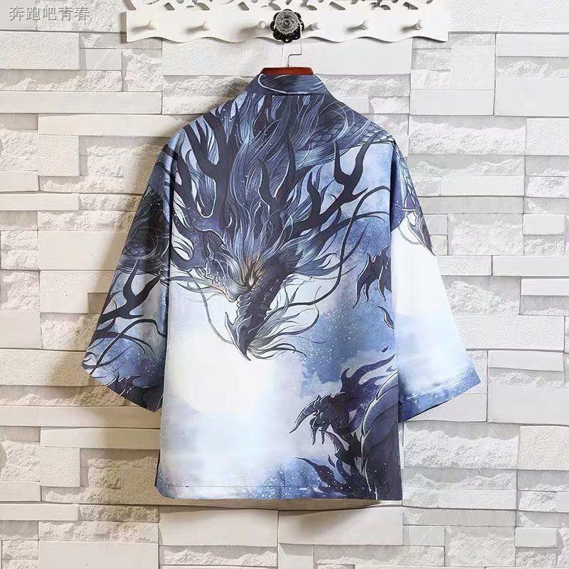 Áo Khoác Cardigan Mỏng In Hình Chim Hạc Kiểu Trung Hoa Cá Tính Cho Nam