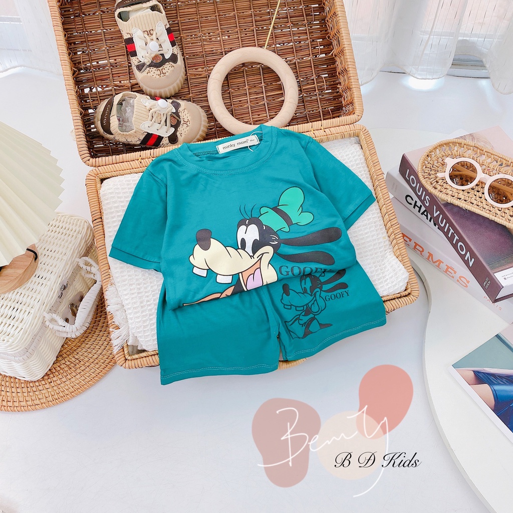 Đồ Bộ Cộc Tay Bé Trai, Bé Gái Minky Mom Chất Thun Lạnh In Hình Micky, Siêu Nhân - AN.KID