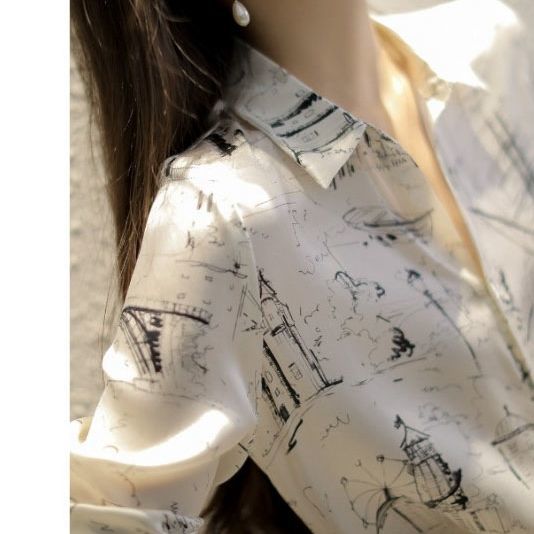 Áo Sơmi Dài Tay In Họa Tiết Thời Trang Xinh Xắn Cho Nữ