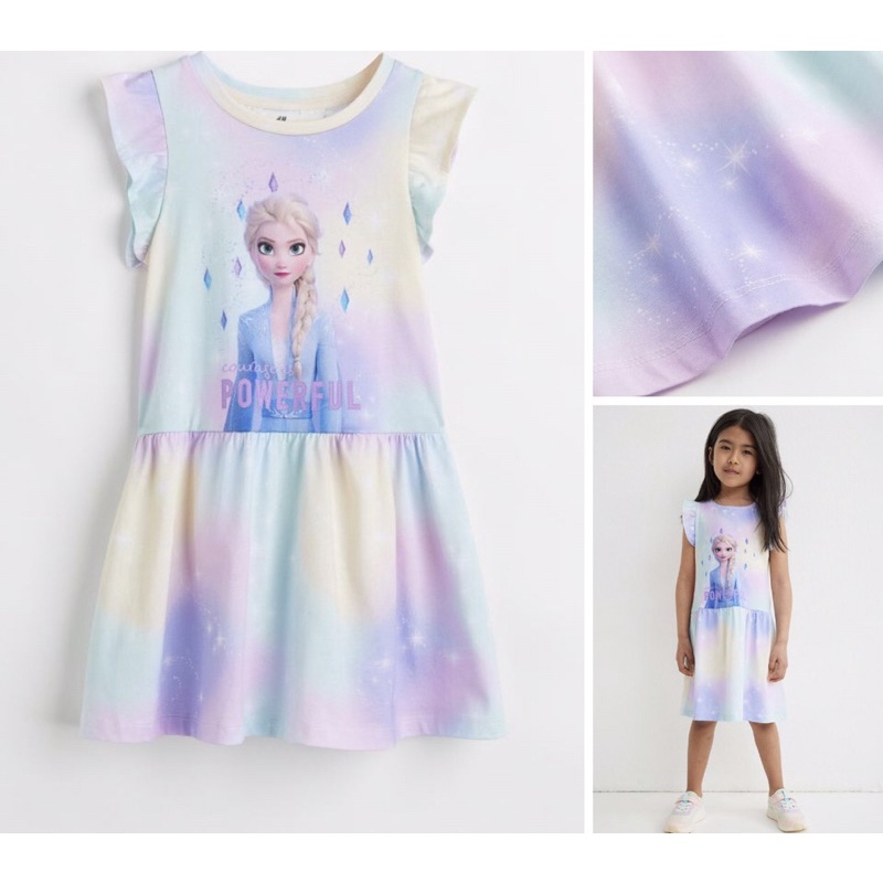 Váy cánh tiên bé gái màu tím iu hoạ tiết elsa săn sale Us sz 2-4y