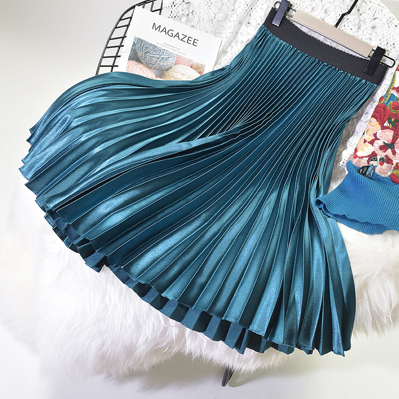 Chân Váy Chữ A Xếp Ly Vải Satin Phong Cách Hàn Quốc | BigBuy360 - bigbuy360.vn