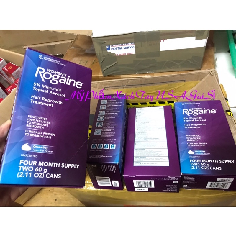 Kem Mọc Tóc Cho Nử Women's Rogaine Minoxidil Unscented FoamHộp 2 Chai