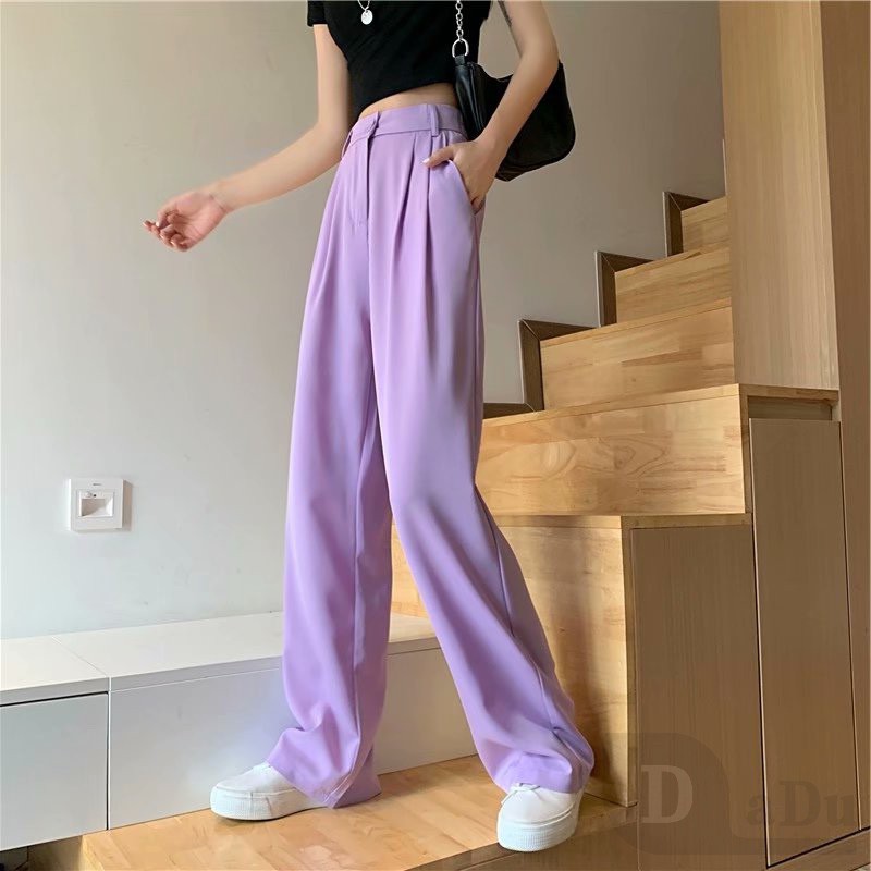 Daduhey Quần Dài Ống Rộng Lưng Cao 3 Màu Lựa Chọn Cho Nữ
