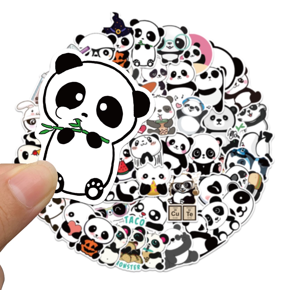 Bộ 50 Miếng Dán Chống Nước Hình Gấu Trúc Hoạt Hình Dễ Thương
