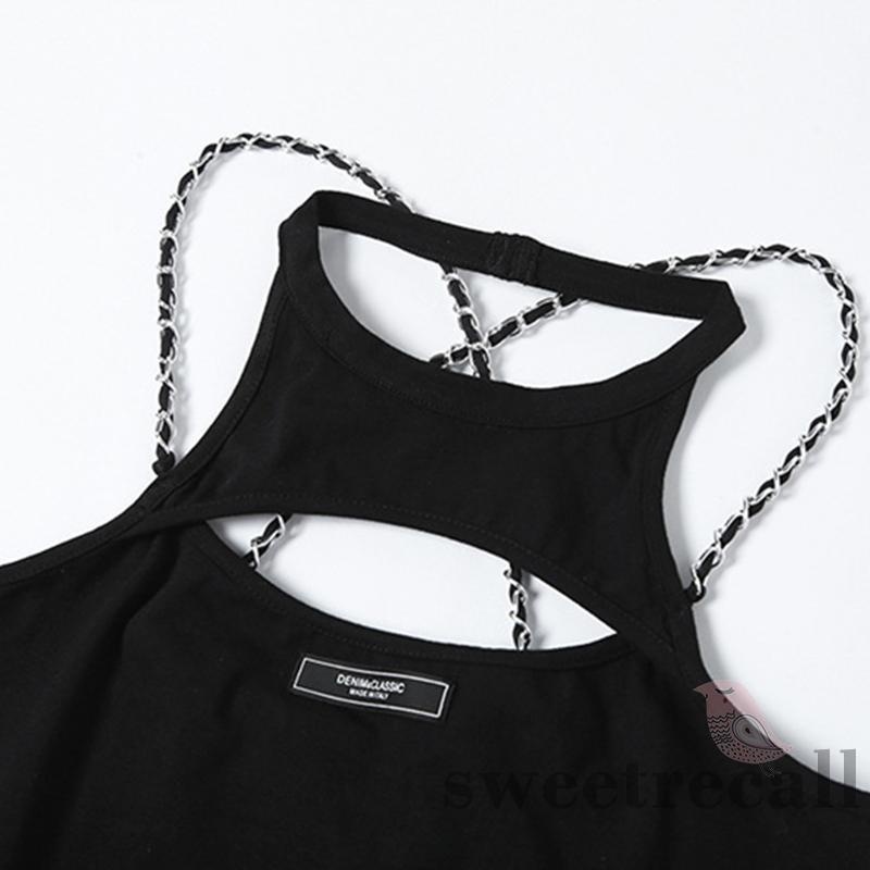 Bodysuit Cộc Tay Cổ Yếm In Chữ Quyến Rũ Cho Nữ