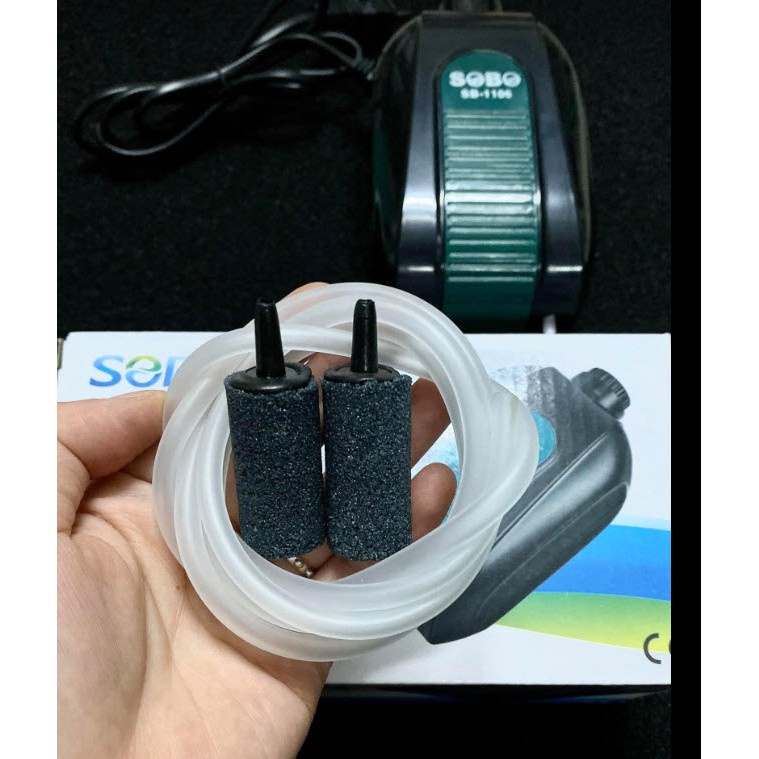 Máy Sục oxy bể cá, máy sủi oxy SOBO SB-1106 2 vòi - Chạy siêu êm