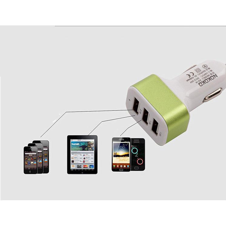Sạc điện thoại 3 cổng usb xe hơi