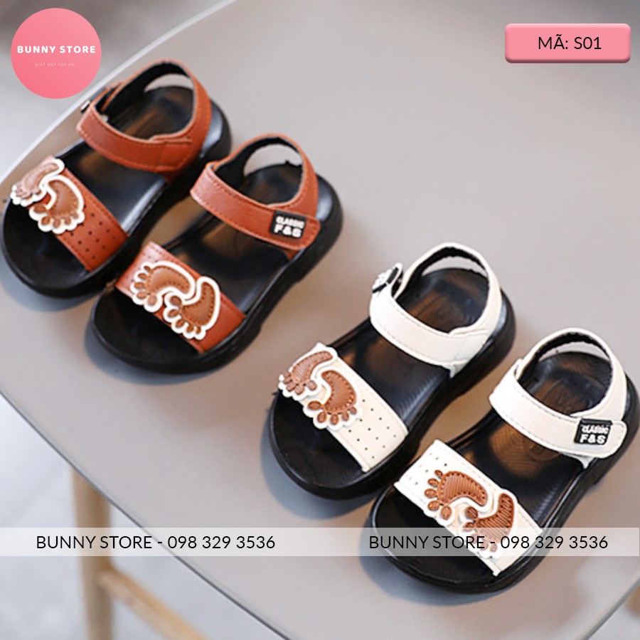 dép em bé trai Giày sandal cho bé hình bàn chân cá tính đế mềm chống trượt size từ 14 đến 16cm BUNNY STORE