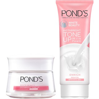 Combo Kem Sữa Rửa Mặt Và Kem Sữa Dưỡng Trắng Nâng Tông Ponds White Beauty