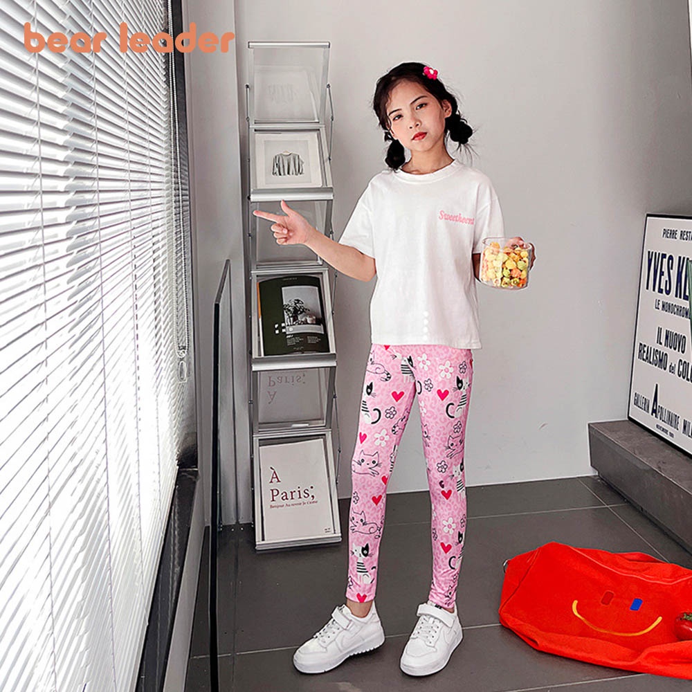 Quần legging mỏng BEAR LEADER màu sắc thời trang mùa hè phong cách Hàn Quốc cho bé gái 2-15 tuổi