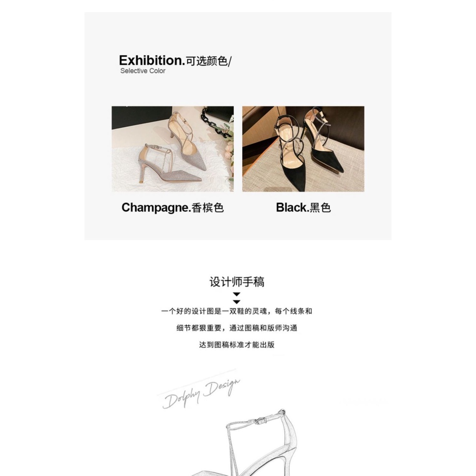 Giày Cao Gót Mũi Nhọn Đính Kim Sa Lấp Lánh Thời Trang Mùa Thu Mới Cho Nữ 2022