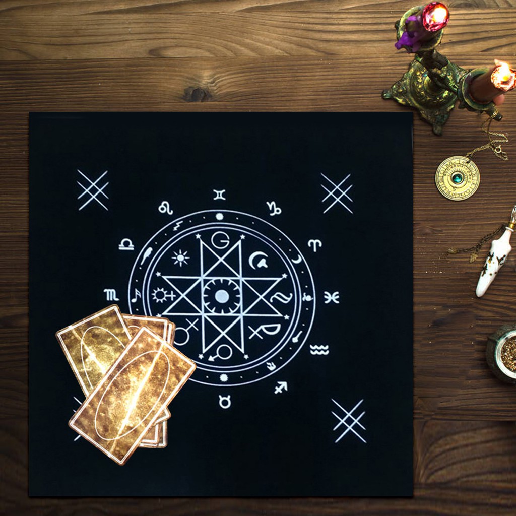 [Tarot] 50*50CM Tarot Tablecloth Black Flannel Board Game Tablecloth