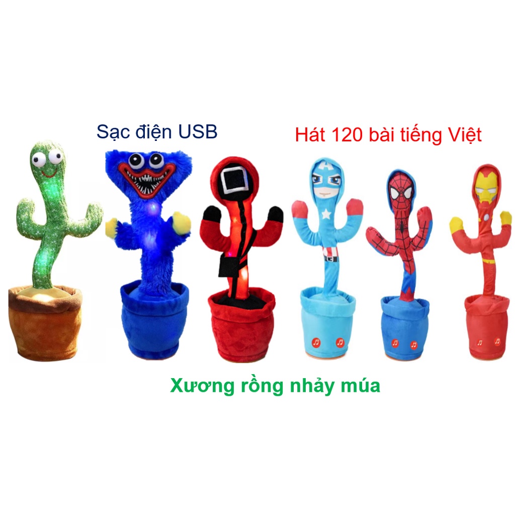 Poppy Playtime Huggy Wuggy Cây xương rồng nhảy múa phát ra âm thanh vui nhộn sáng tạo cho bé