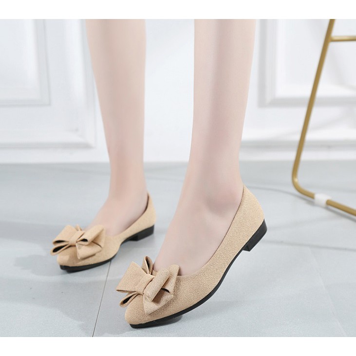 [FORM RỘNG] Giày búp bê đính nơ mũi nhọn chất đẹp kiểu dáng sang trọng | BigBuy360 - bigbuy360.vn