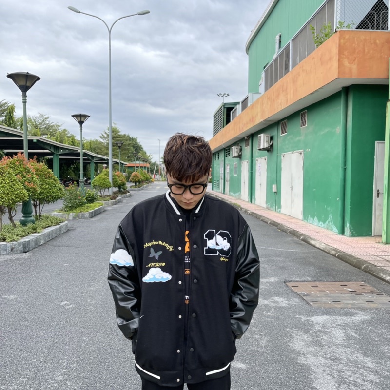 Áo khoác bomber varsity jacket nam nữ Cloud thêu số 19 mới 2021