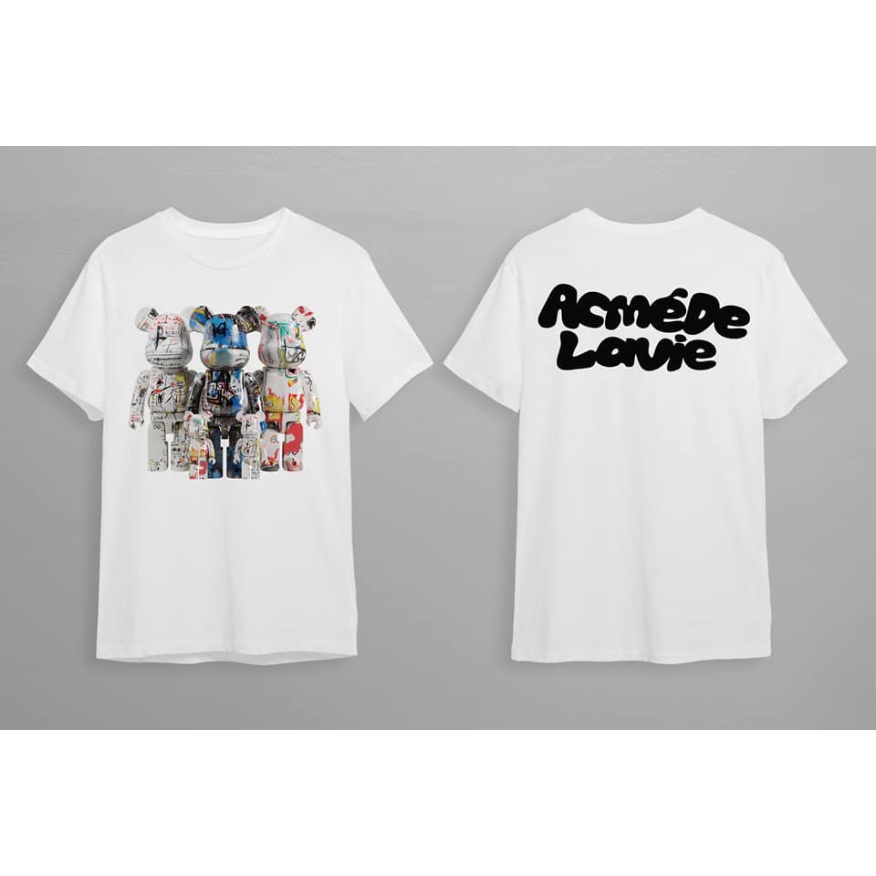 Áo thun cotton hình gấu nhiều màu bearbrick hai màu trắng đen, áo gấu nhiều màu, áo phông đen trắng Béo Shop