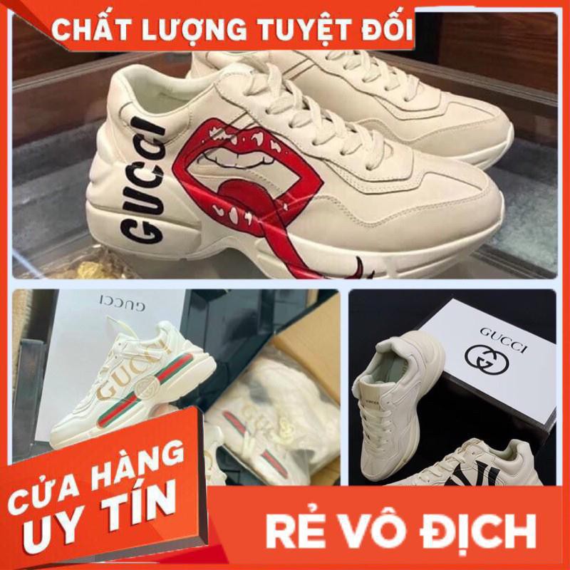 Sale Giày sneaker Gucci chucky môi lưỡi dắn mầu trắng sữa đủ size hàng 1:1 cao cấp full box-free ship linhbangiay001