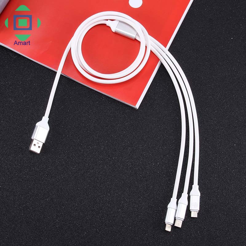 Cáp sạc truyền dữ liệu USB loại C 1.2m 3 trong 1 cho iPhone Samsung Xiaomi nhiều màu lựa chọn