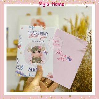 Combo 10 tấm Menu A5 - Menu tiệc Sinh nhật theo yêu cầu
