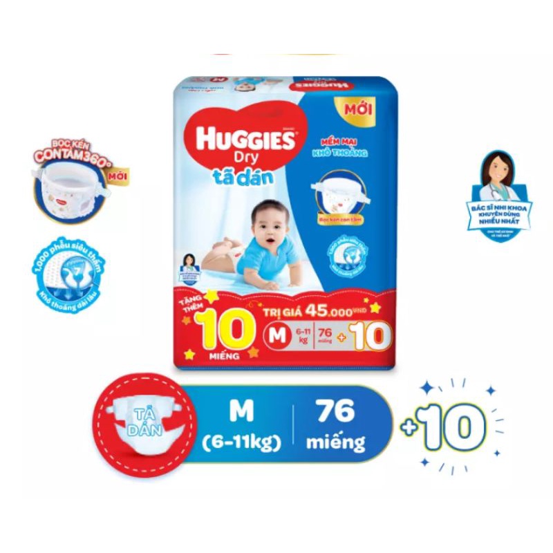 Tã dán Huggies NB58/ NB74/ S56/ S88/ M76/ L68/ XL62/ XXL56 mẫu mới