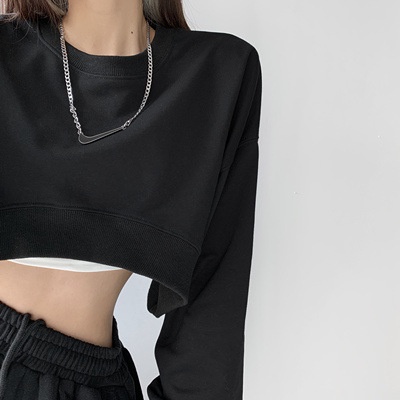 Áo croptop cổ tròn màu trơn đơn giản thời trang 2021 | BigBuy360 - bigbuy360.vn