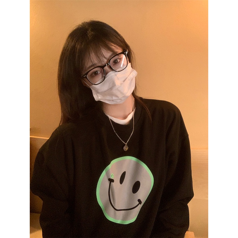 Áo thun nữ ZHELIHANGFEI tay dài form rộng họa tiết in kiểu dáng đơn giản dễ phối đồ