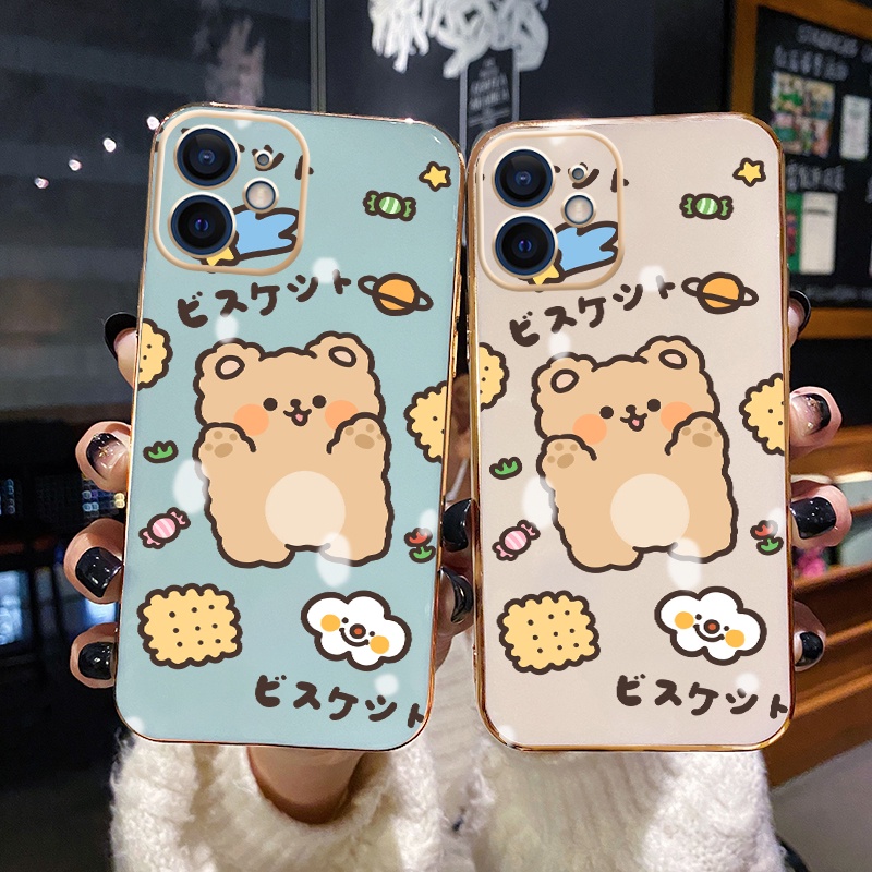 Ốp Điện Thoại Viền Vuông Mạ Màu Chống Sốc Họa Tiết Gấu Cho Xiaomi MI 11 Lite 4G 11 Lite 5G 11 Lite 5G Ne