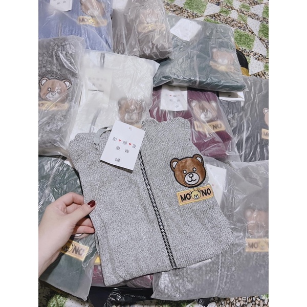 Áo Khoác Nữ Thun Gân Thêu Hình Gấu Hàng Mới