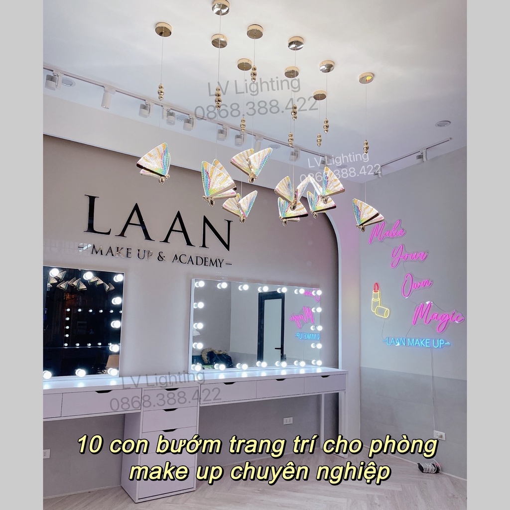 Đèn Thả Bàn Ăn - Đèn Thả Con Bướm Loại 1 Sơn Màu Cánh Cầu Vồng - Full Box
