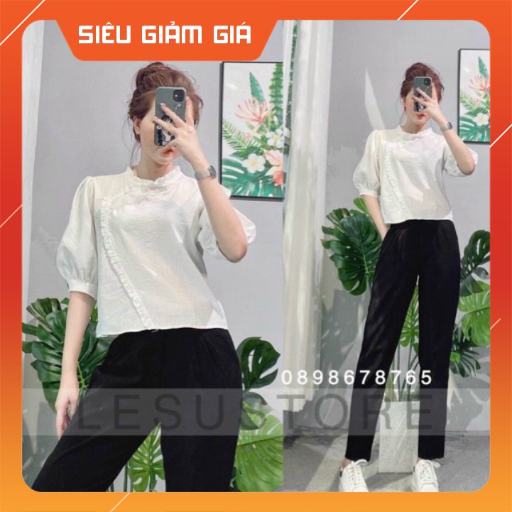 Áo sơ mi viền bèo freeship50k