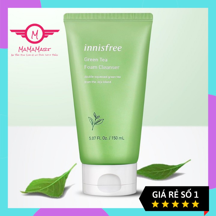Sữa rửa mặt Innisfree trà xanh (Green tea cleansing foam) 150ml, dành cho da dầu,da mụn,làm sạch sâu,dưỡng ẩm (Hàn Quốc)