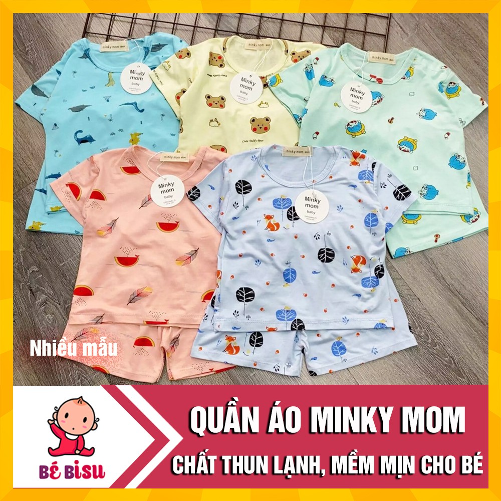 Bộ quần áo cộc tay thun lạnh IN HÌNH Minky Mom cho bé (3-15kg)