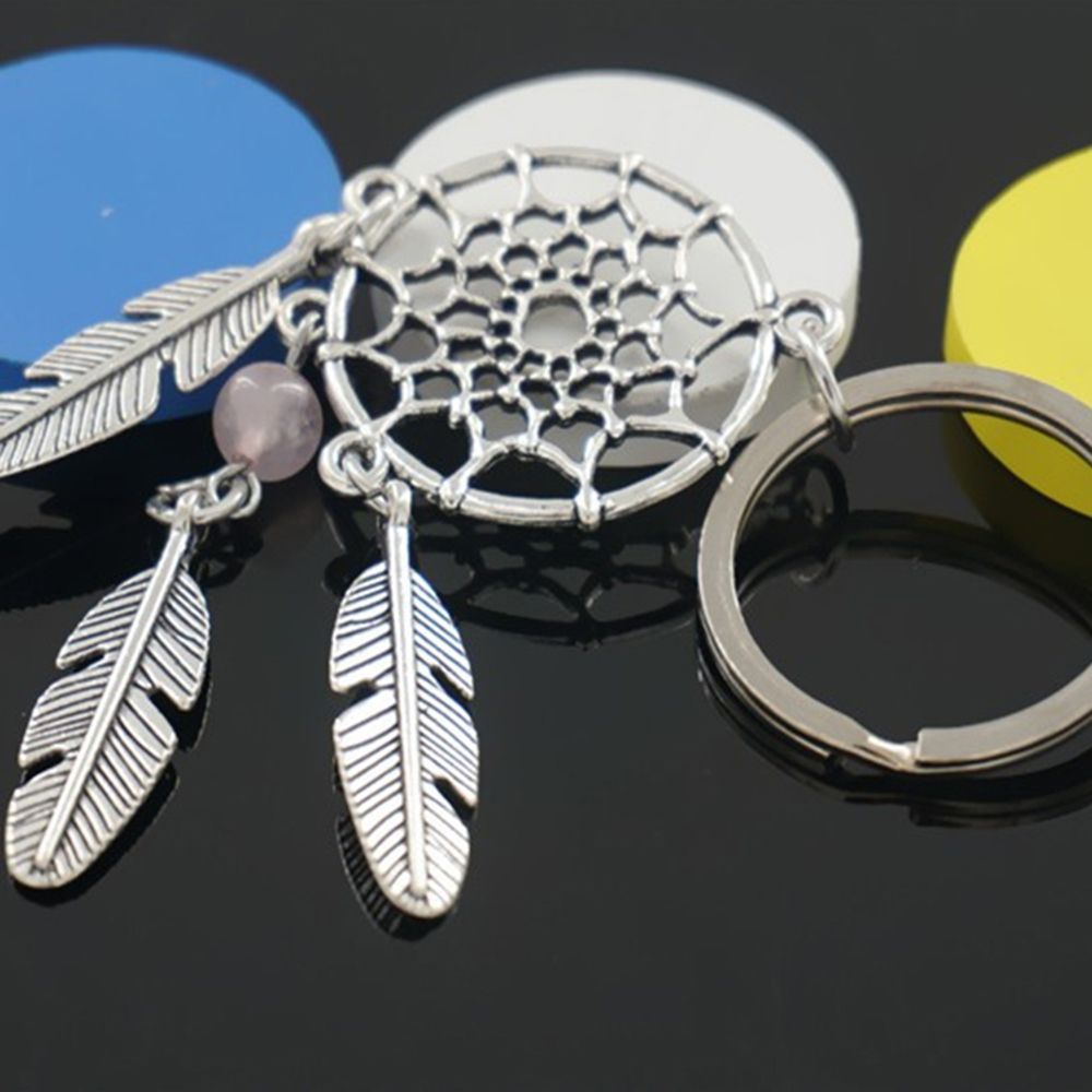 Móc khóa hình Dreamcatcher phối lông vũ phong cách cổ điển