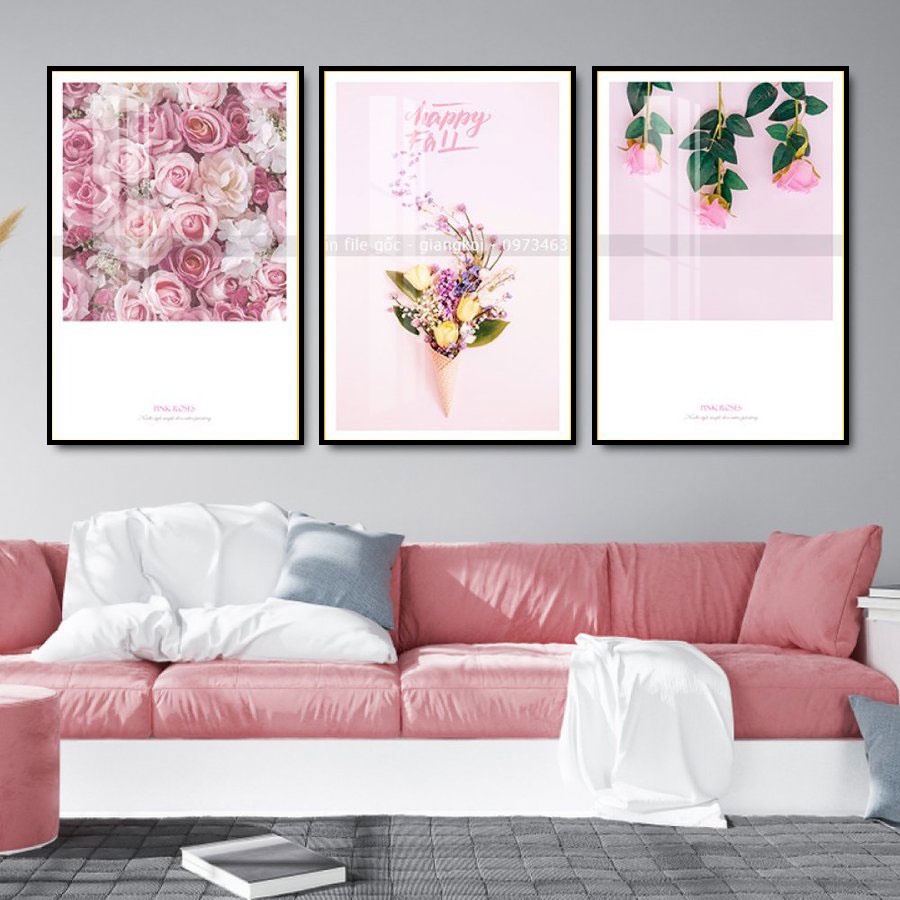 Tranh Treo Tường Hoa Hồng Khoe Sắc - Tranh Hoa Lá Treo Phòng Khách, Phòng Ăn, Phòng Ngủ Laminate Tráng Gương