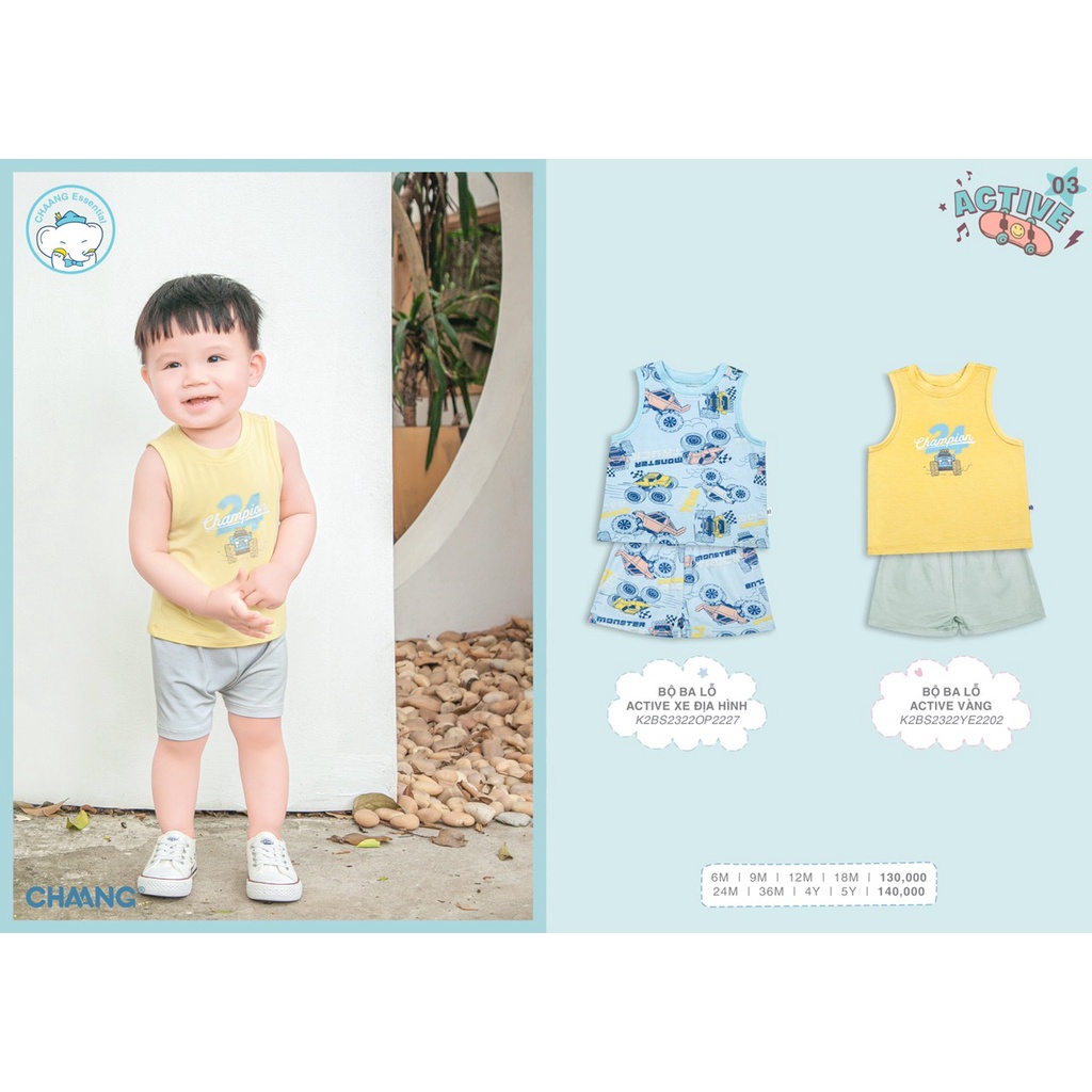 [CHÍNH HÃNG] Bộ ba lỗ / 2 dây quần đùi trẻ em họa tiết Pool Chaang